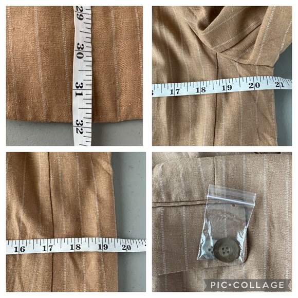 Nicholas $495 CHARLEE Sz 6 Pinstripe Linen Blend Blazer Camel - Picture 12 of 12
